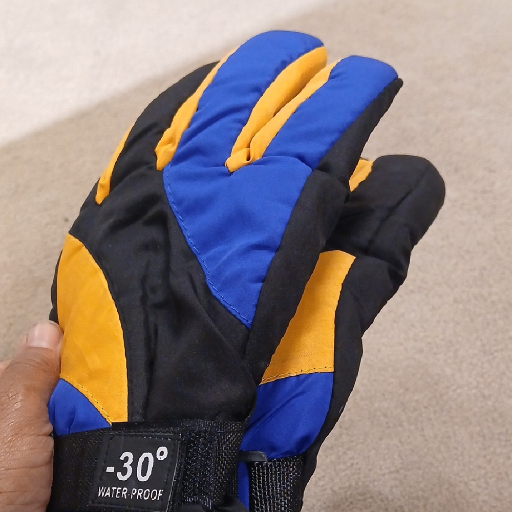 Blue and Orange Waterproof Gloves